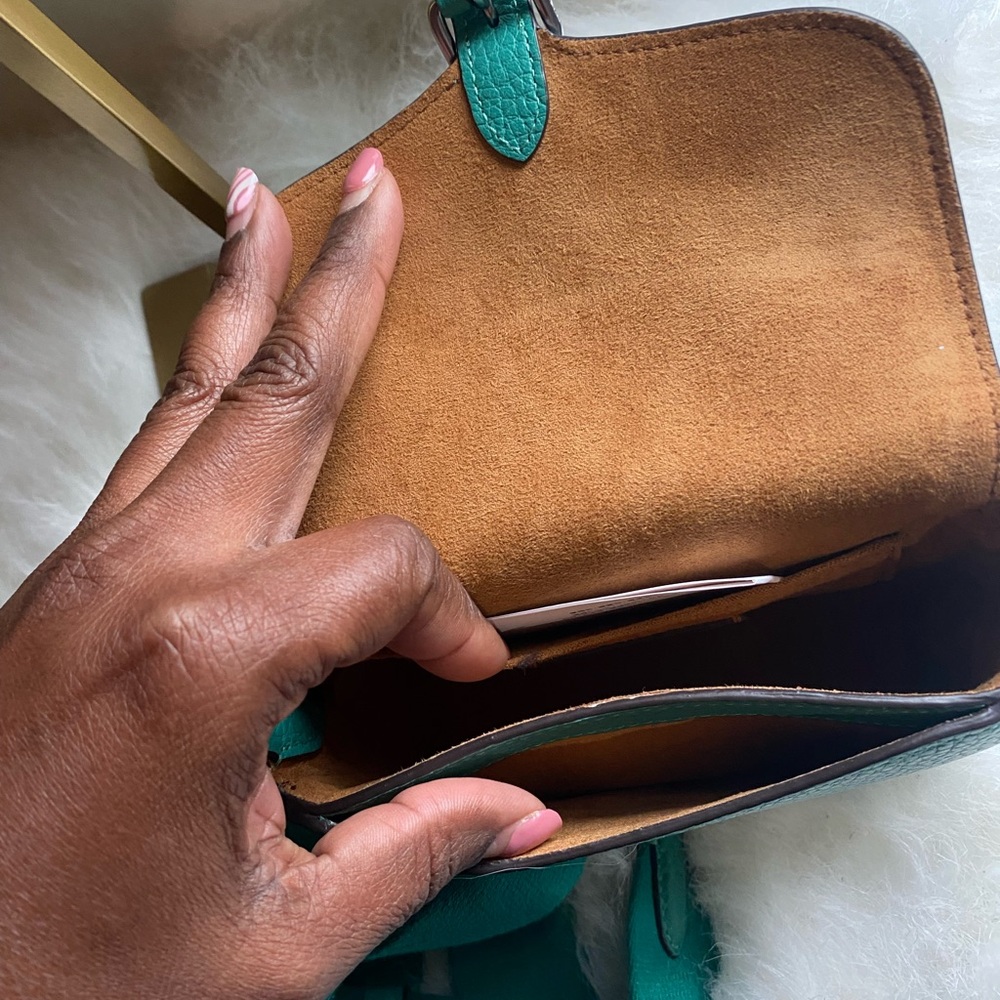 NWT Coach Teal Leather Amelia Crossbody Bag - Picture 6 of 7
